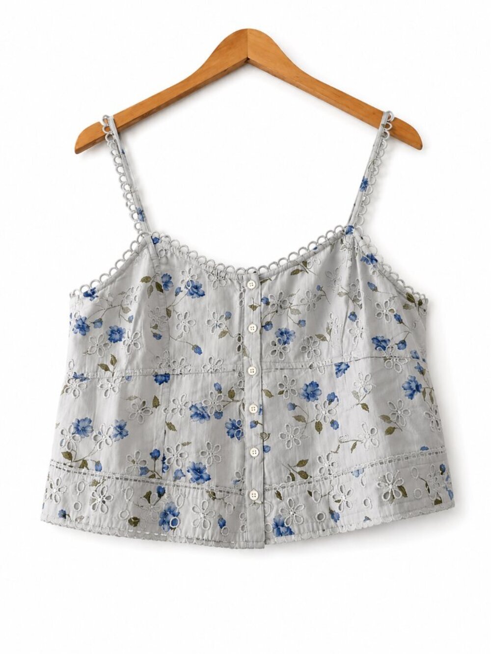 NWT American Eagle Sage Floral Eyelet Crop Top Medium